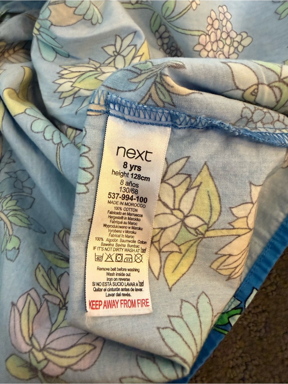 next Bright Blue Floral Button-Front Dress with Tie Belt - Picture 5 of 5